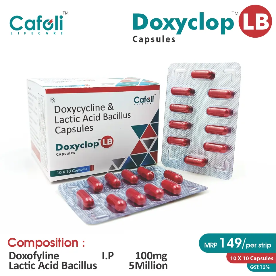 Doxycycline + Lactobacillus at the best price in PCD Pharma Franchise for Bacterial Infections, Probiotic Support